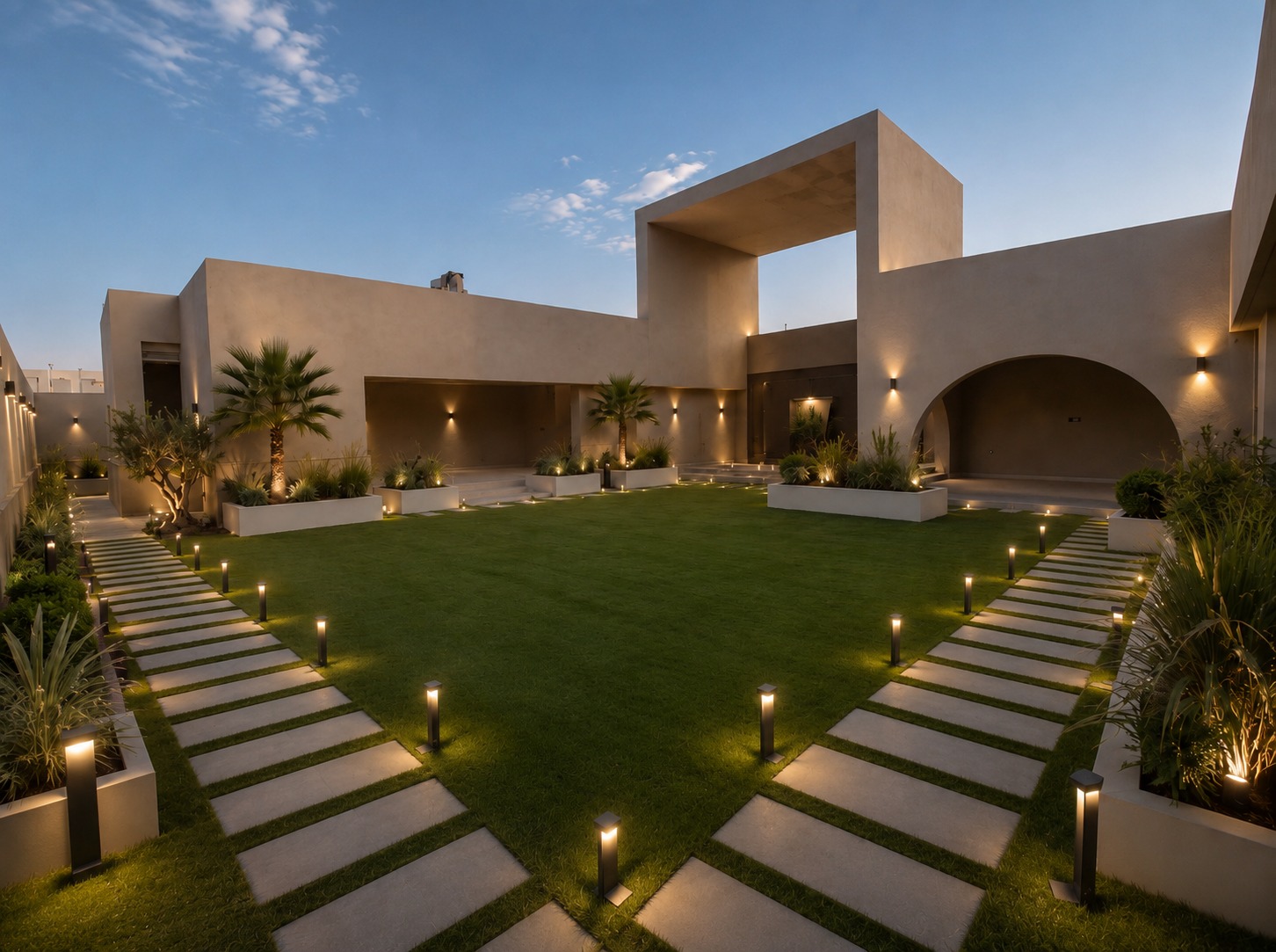 تصور تصميمي للاندسكيب في مشروع فيلا المهندس عادل